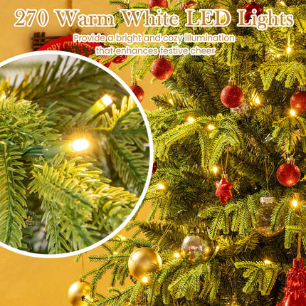 Dreamade Pre-Lit Artificial Christmas Tree with PVC & Soft TPE Branch Tips & Foldable Metal Stand