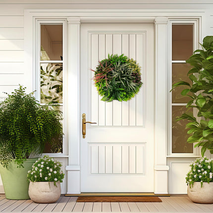 Dreamade 2 Pack Hanging Artificial Plants Panels, 20" Round Framed 3D Greenery Wall Art Decor
