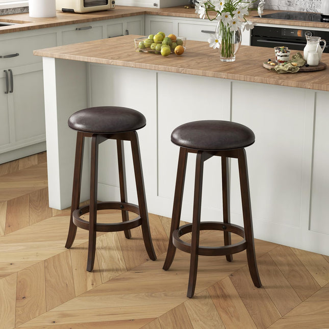 Dreamade Bar Stools Set， 29"/ 24" Bar Height Bar Stools w/ 360° Swivel Round Seat & Footrest