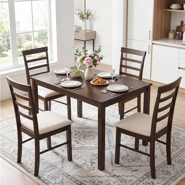 Dreamade Upholstered Fabric Kitchen Chairs with Rubber Wood Frame