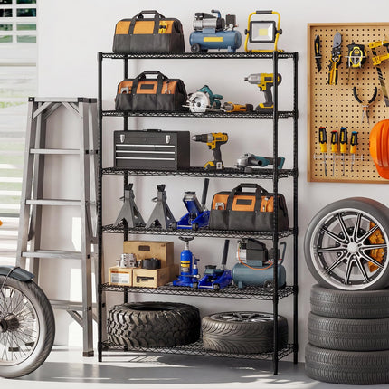Dreamade 6-Tier Metal Storage Shelving Unit with V-Shaped Wire Rack for Home Garage