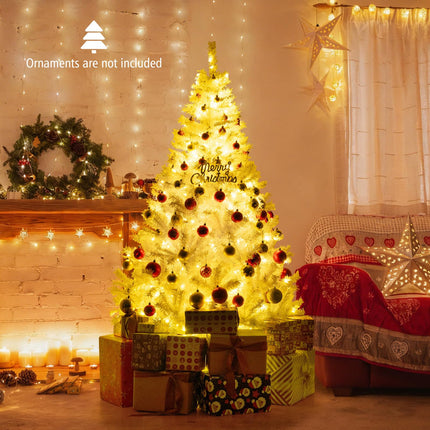 Dreamade White Pre-Lit Artificial Christmas Tree with Warm White & 3-Color LED Lights