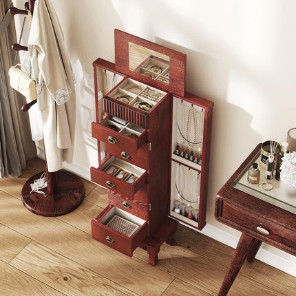 DREAMADE Wooden Jewelry Armoire Cabinet Storage Chest with Drawers and Swing Doors