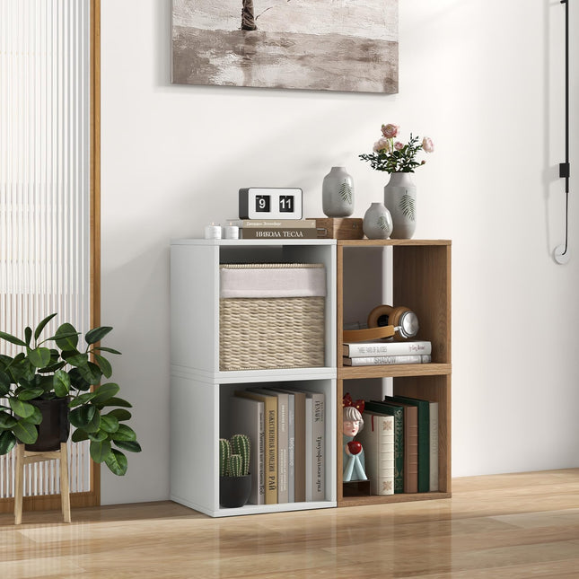 Dreamade 2/4 Cube Bookshelf Organizer, 2-Tier Stackable Cube Storage Organizer