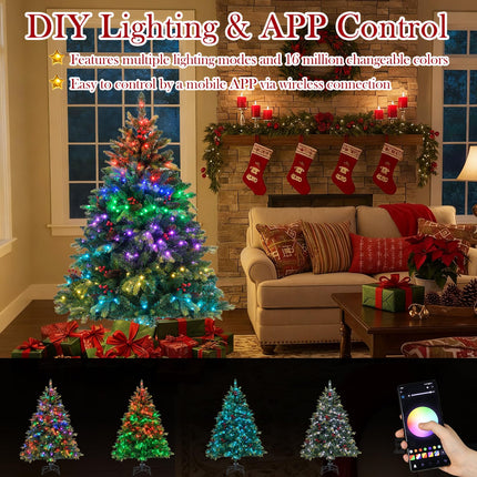 Dreamade Smart Pre-Lit Artificial Christmas Tree with Remote Control APP-Controlled Multicolored RGB Lights