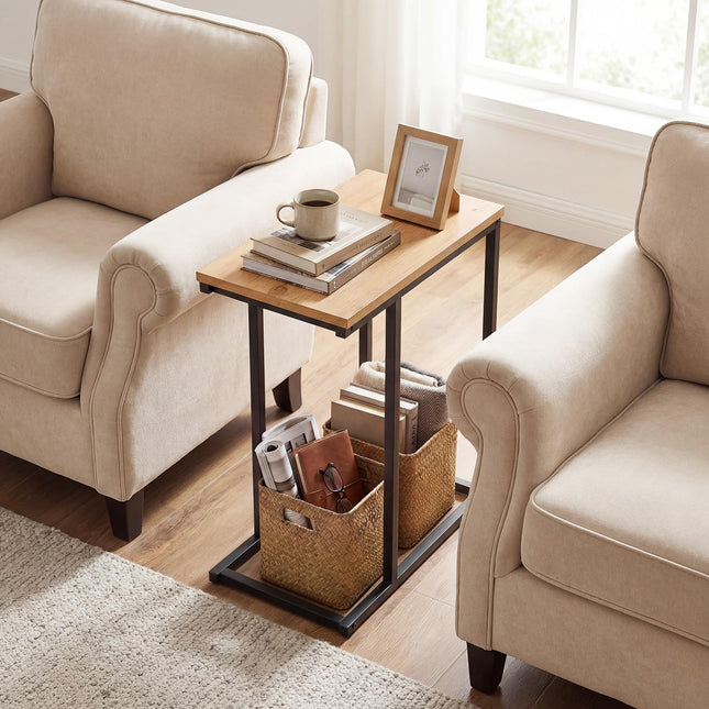 Dreamade Small Sofa Couch Side Table That Slide Under with Metal Frame & Spacious Tabletop