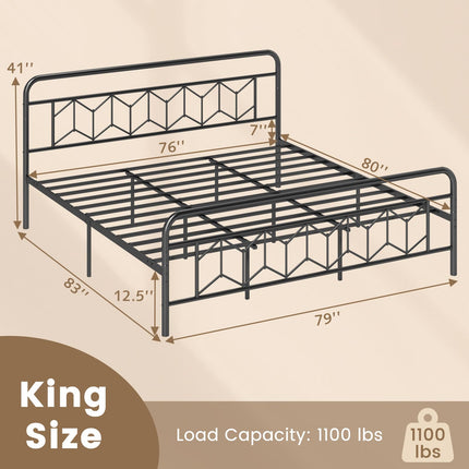 Dreamade Metal Twin Bed Frames with Victorian Style Headboard & Footboard, Heavy Duty Slats Support Mattress Foundation