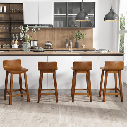 Dreamade 2 or 4 Bar Stools Set with Low Back & Footrest