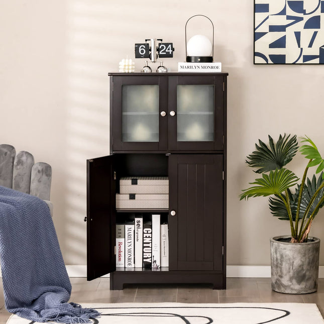 Dreamade Storage Cabinet with Doors - Bathroom Floor Cabinet, Freestanding Tall Cabinet