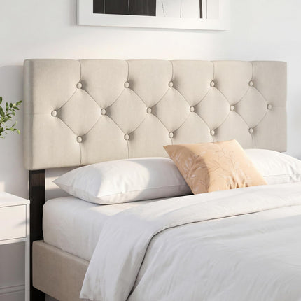 Dreamade Queen/Full Size Button Tufted Linen Fabric Head Board with Wood Support Legs