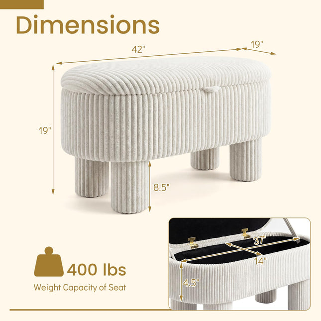 Dreamade 42'' Storage Ottoman Bench with Hidden Storage Compartment & Legs
