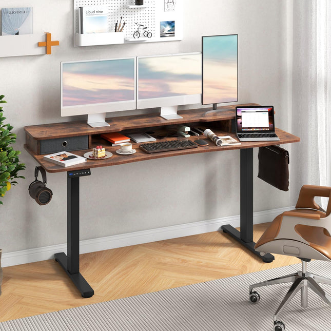Dreamade Electric Standing Desk with 2 Drawers, 63" x 24"