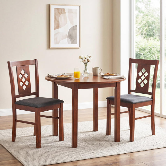 Dreamade Wooden Upholstered Kitchen Chair with Elegant Diamond Back (2/4)