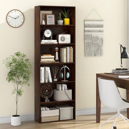 Dreamade 6-Tier Bookcase, 70" Tall Wooden Bookshelf, Freestanding Storage Organizer w/Open Shelves