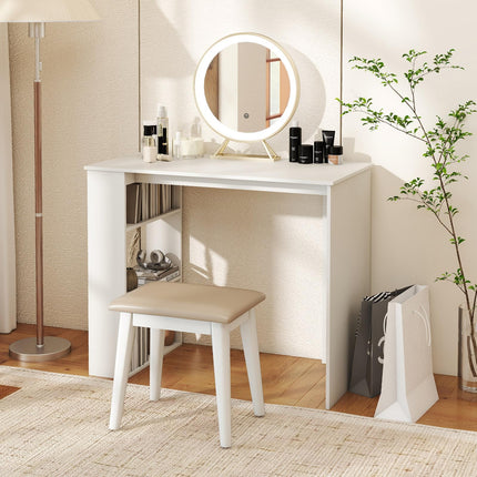 Dreamade 35.5 Inch Compact Home Office Desk with Storage Bookshelf