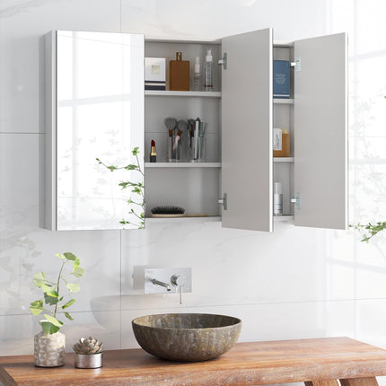Dreamade Bathroom Medicine Cabinet with Mirror - Extra Large Wall Mounted Cabinet with 3 Frameless Mirrored Doors