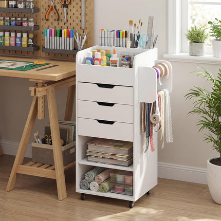 Dreamade Craft Storage Cart - Utility Organizer Cart with 3 Drawers