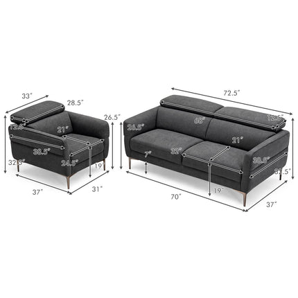 Dreamade Sofa Couch and Accent Chairs Set