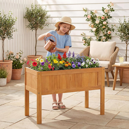 Dreamade Solid Wooden Raised Garden Bed w/Legs (35”Lx 16”Wx24”H)