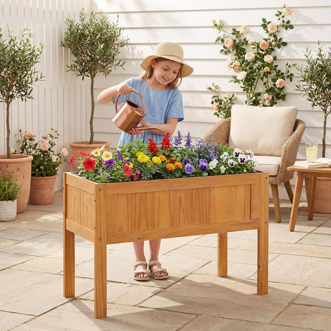Dreamade Solid Wooden Raised Garden Bed w/Legs (35”Lx 16”Wx24”H)