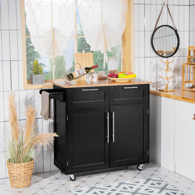 Dreamade Kitchen Island Cart Rolling Storage Trolley Cart