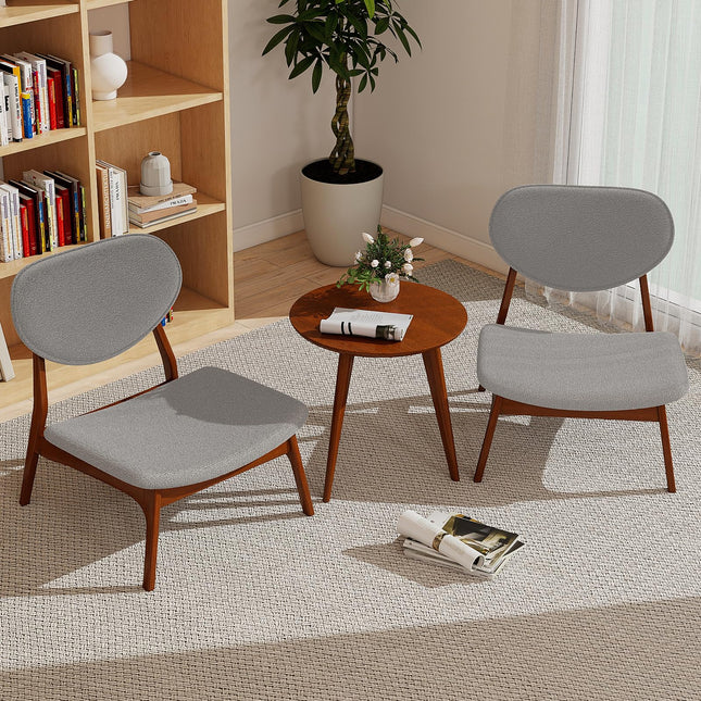 Dreamade Lamb Velvet Fabric Upholstered Living Room Chairs with Side Table