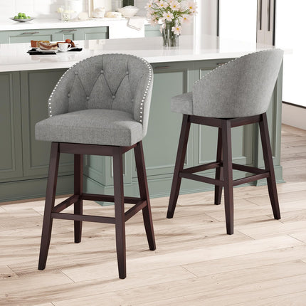 Dreamade Modern Upholstered Bar Stools Set of 2/4, 31" Bar Height Swivel Kitchen Stools w/Button-Tufted Back