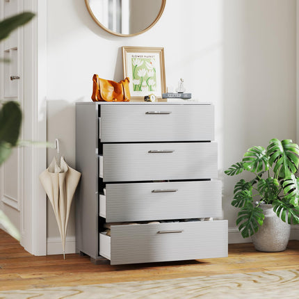 Dreamade Storage Cabinet with 4 Drawers, Metal Legs & Handles, Anti-Toppling Devices, Tall Cabinet