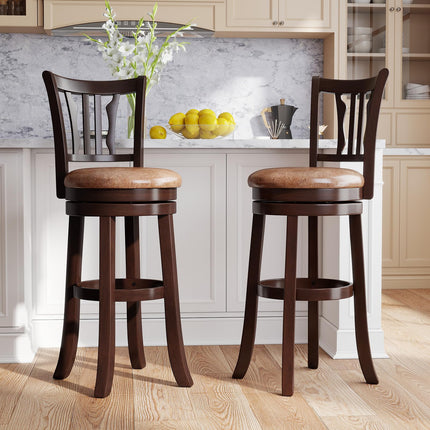 Dreamade 30" Upholstered Bar Height Swivel Bar Stools Set of 2/4 with Back and Solid Rubber Frame