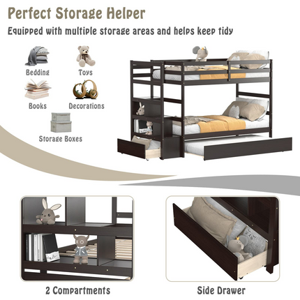 Dreamade Twin-Over-Twin Bunk Bed with Trundle