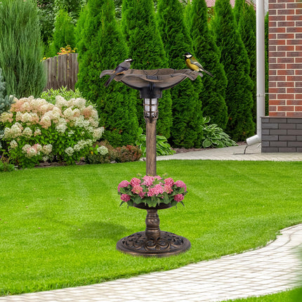 Dreamade Bird Bath for Outside, 30 inch Solar Lighted Bird Bath and Feeder with Flower Planter
