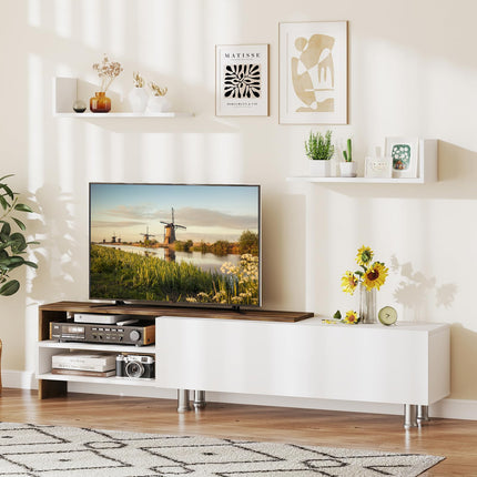 Dreamade 80 Inch TV Stand and 2 Floating Shelves Set
