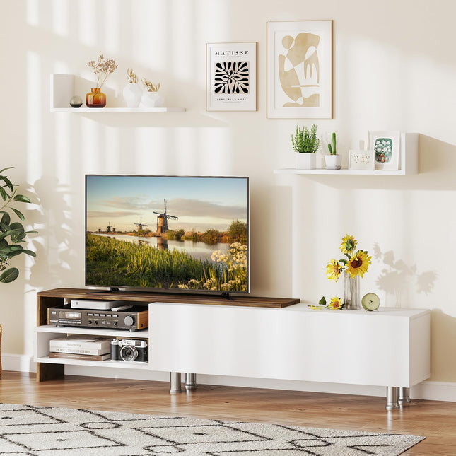 Dreamade 80 Inch TV Stand and 2 Floating Shelves Set