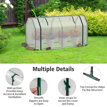 Dreamade Mini Portable Greenhouse - for Raised Garden Bed, 47.5”x 21.5”x 24” Green House with PE Cover Zipper Door