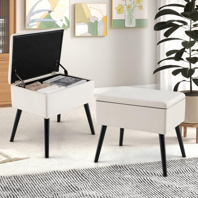 Dreamade 20" Ottoman with Storage - Set of 1/2 Makeup Vanity Bench with Flip Top Storage