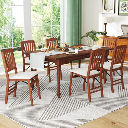 Dreamade Folding Dining Chairs Set of 2/4, Modern Kitchen Chairs w/Padded Seat & Slatted Backrest, Rubber Wood Frame