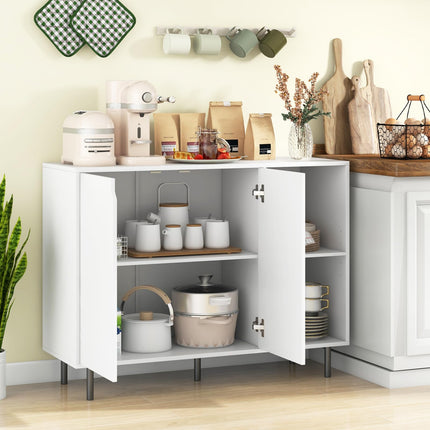 Dreamade Buffet Cabinet with Storage, Wooden Sideboard with 2-Door Cabinet, 2 Cubes