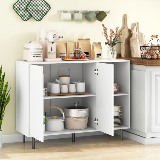 Dreamade Buffet Cabinet with Storage, Wooden Sideboard with 2-Door Cabinet, 2 Cubes
