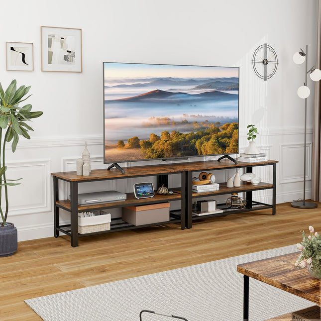 Dreamade TV Stand for Bedroom and Living Room - 3-Tier Industrial Entertainment Center with Open Storage Shelves
