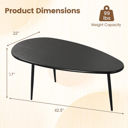 Dreamade Oval Coffee Table | Mid Century Modern Center Table with Sturdy Metal Frame and Compact Design
