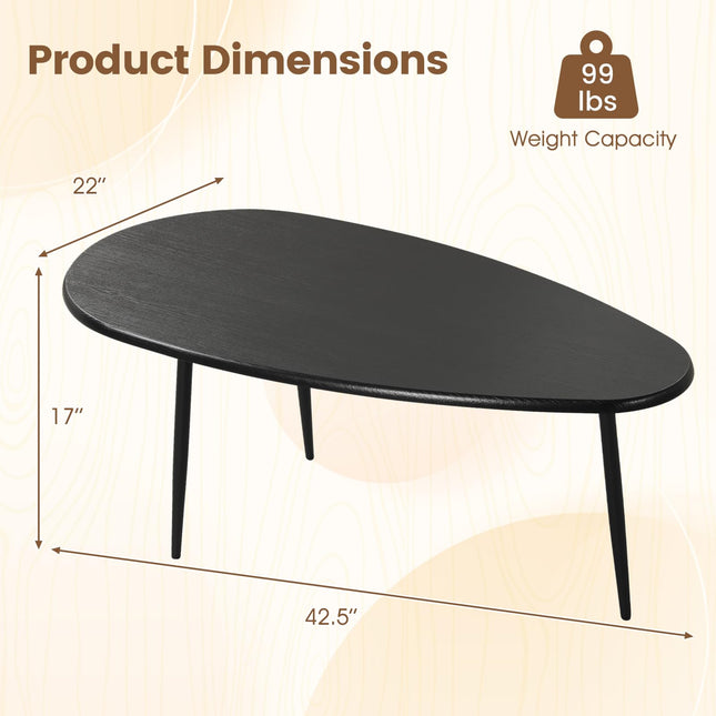 Dreamade Oval Coffee Table | Mid Century Modern Center Table with Sturdy Metal Frame and Compact Design