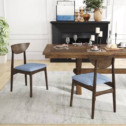 Dreamade Wooden Dining Chairs Set of 2/4 Linen Fabric Upholstered Kitchen Chairs