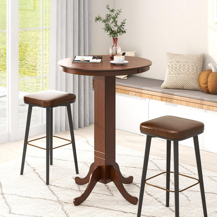 Dreamade 30” Round Bar Table, Dining Table with Rubber Wood Frame