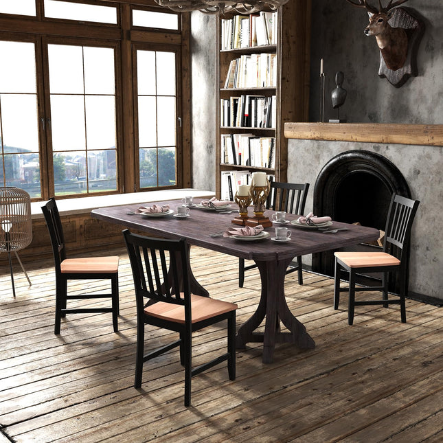 Dreamade Wooden Dining Chairs Set of 4, Farmhouse Kitchen Chair with Rubber Wood Legs