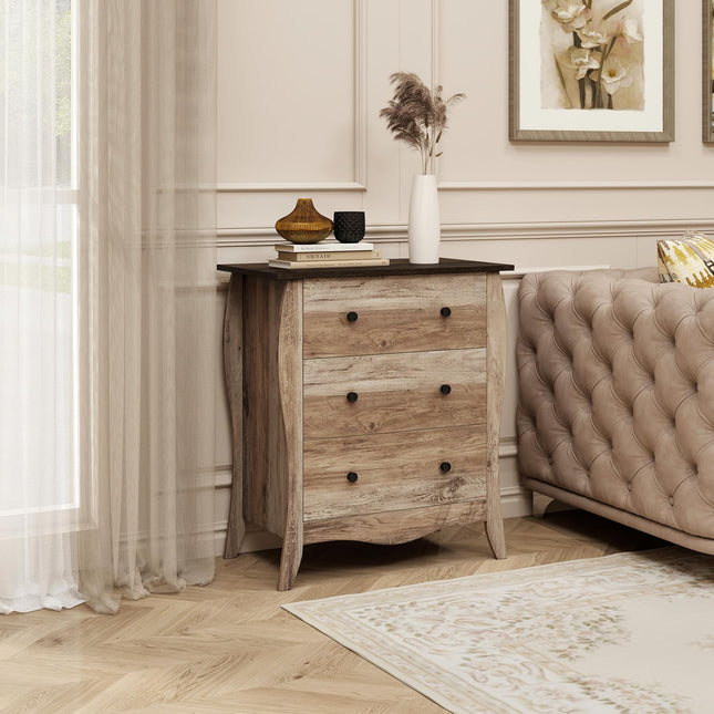 Dreamade Storage Cabinet with Foldable & Detachable Fabric Drawers, Anti-Tipping Kit, 26.5” x 15” x 30” Farmhouse Floor Cabinet