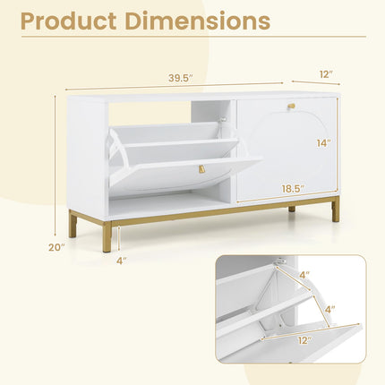 Dreamade Shoe Storage Bench with 2 Flip Drawers
