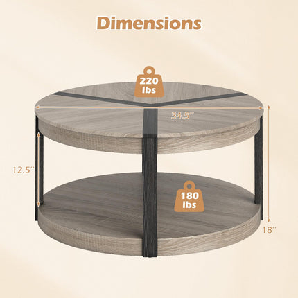 Dreamade 2 Tier Round Coffee for Living Room Reception Room