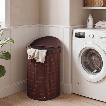 Dreamade 16 Gal Bamboo Laundry Hamper with Zippered Lid