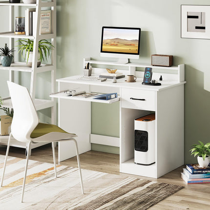 Dreamade White Desk with Drawers Modern Home Office Desk