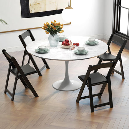 Dreamade Folding Chairs, Wooden Dining Chairs Set, Padded Foldable Chairs w/Backrest
